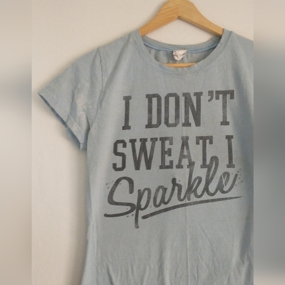 Y2K 90's I don't Sweat I Sparkle Vintage Bay Island Fitted T Shirt Small - Picture 2 of 3